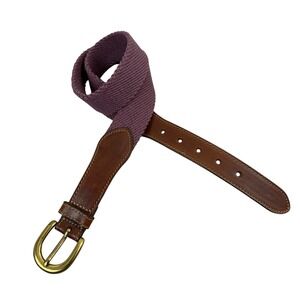 Surrey Belt Mens 28-30 Burgundy Brown Leather Cotton Webbing Made in USA
